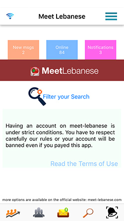 Here you are in the Meet Lebanese Homepage - To begin Click on Filter your search
